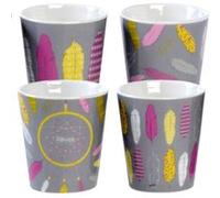 FOXTROT Set Expresso Plumes - Porcelaine - Gris - Hauteur 6.5 cm - Ø 6 c GRIS