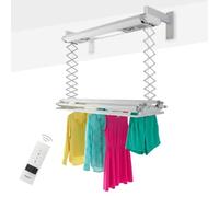 foxydry Air, étendoir à Linge électrique, Mural, télécommandé, 160 cm | gain de place, en aluminium, motorisé, extensible, adapté aux draps, supporte 35 kg, gris