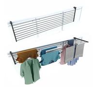 Foxydry Duo Séchoir à linge de balcon 202 cm Anthracite - Pliable, résistant aux intempéries, montage facile