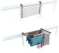 Foxydry Duo, séchoir à linge pour balcon, séchoir à linge pour balcon, corde à linge extérieure pliable robuste en acier inoxydable et aluminium, pour terrasses, balcons et balustrades - Corten 82 cm