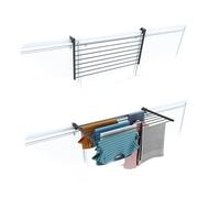 Foxydry Étendoir à linge pour balcon, pliable, pour extérieur, résistant, en acier inoxydable et aluminium Duo, pour terrasses, balcons et balustrades (anthracite, longueur 102 cm)