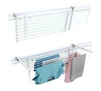 Etendoir à linge de balcon, séchoir à linge de balcon, étendoir à linge extérieur robuste et pliable en aluminium et acier - Foxydry Duo White 118 cm