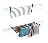 Foxydry Duo Étendoir de balcon pliable d'extérieur, robuste, en acier inoxydable et aluminium, pour balustrade de balcon, terrasse, anthracite, longueur 118 cm