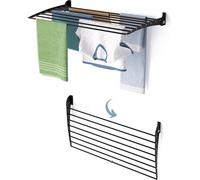 Foxydry Fold Down 100 cm noir – Étendoir à linge mural pliable vers le bas, peu encombrant et idéal pour l’intérieur