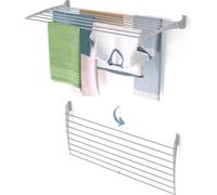Foxydry Fold Down 116 cm – Étendoir à linge mural pliable vers le bas, en aluminium et acier, idéal pour salle de bains, balcon et buanderie