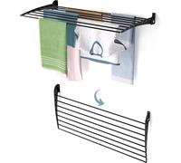 Foxydry Fold Down 116 cm noir – Étendoir à linge mural pliable vers le bas, robuste, durable et résistant à la corrosion