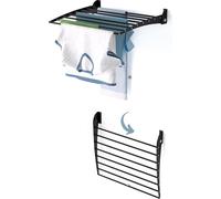 Foxydry Fold Down 60 cm noir – Étendoir à linge mural pliable vers le bas, compact et résistant à la corrosion