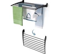 Foxydry Fold Down 80 cm noir – Étendoir à linge mural pliable vers le bas, stable et peu encombrant, idéal pour les petits espaces