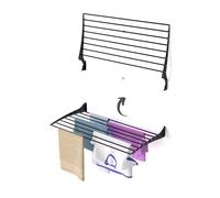 Foxydry Fold, étendoir à Linge Mural, Rabattable Gain de Place, 100 cm | en aluminium et acier inoxydable, rabattable vers le haut, antirouille, pour terrasse et balcon, supporte 10 kg, noir