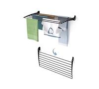 foxydry Fold, Étendoir à Linge Mural, Extensible Vertical, Pliable pour intérieur et extérieur en Aluminium et Acier 102x50x50 cm (Noir - Fermeture en Bas, 102 cm)
