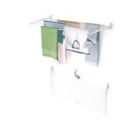 foxydry Fold, étendoir à Linge Mural, Rabattable Gain de Place, 116 cm | en aluminium et acier inoxydable, rabattable vers le bas, antirouille, pour terrasse et balcon, supporte 10 kg, blanc
