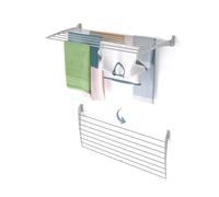 foxydry Fold, étendoir à Linge Mural, Rabattable Gain de Place, 116 cm | en aluminium et acier inoxydable, rabattable vers le bas, antirouille, pour terrasse et balcon, supporte 10 kg, gris