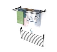 foxydry Fold, étendoir à Linge Mural, Rabattable Gain de Place, 116 cm | en aluminium et acier inoxydable, rabattable vers le bas, antirouille, pour terrasse et balcon, supporte 10 kg, noir