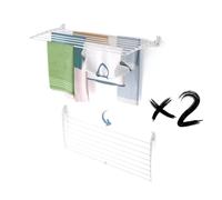 Foxydry Fold, étendoir à Linge Mural, Rabattable Gain de Place, 116 cm X2 | en aluminium et acier inoxydable, rabattable vers le bas, antirouille, pour terrasse et balcon, supporte 10 kg, blanc
