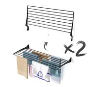 Foxydry Fold, étendoir à Linge Mural, Rabattable Gain de Place, 116 cm X2 | en aluminium et acier inoxydable, rabattable vers le haut, antirouille, pour terrasse et balcon, supporte 10 kg, noir