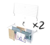 Foxydry Fold, étendoir à Linge Mural, Rabattable Gain de Place, 116 cm X2 | en aluminium et acier inoxydable, rabattable vers le haut, antirouille, pour terrasse et balcon, supporte 10 kg, blanc
