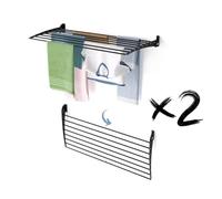 foxydry Fold, étendoir à Linge Mural, Rabattable Gain de Place, 116 cm X2 | en aluminium et acier inoxydable, rabattable vers le bas, antirouille, pour terrasse et balcon, supporte 10 kg, noir