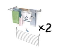 Foxydry Fold, étendoir à Linge Mural, Rabattable Gain de Place, 116 cm X2 | en aluminium et acier inoxydable, rabattable vers le bas, antirouille, pour terrasse et balcon, supporte 10 kg, gris