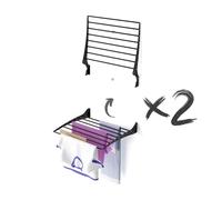 Foxydry Fold, étendoir à Linge Mural, Rabattable Gain de Place, 60 cm X2 | en aluminium et acier inoxydable, rabattable vers le haut, antirouille, pour terrasse et balcon, supporte 10 kg, noir