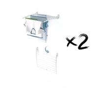 Foxydry Fold, étendoir à Linge Mural, Rabattable Gain de Place, 62 cm X2 | en aluminium et acier inoxydable, rabattable vers le bas, antirouille, pour terrasse et balcon, supporte 10 kg, blanc