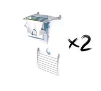foxydry Fold, étendoir à Linge Mural, Rabattable Gain de Place, 62 cm X2 | en aluminium et acier inoxydable, rabattable vers le bas, antirouille, pour terrasse et balcon, supporte 10 kg, gris