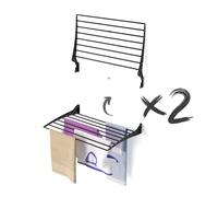 Foxydry Fold, étendoir à Linge Mural, Rabattable Gain de Place, 80 cm X2 | en aluminium et acier inoxydable, rabattable vers le haut, antirouille, pour terrasse et balcon, supporte 10 kg, noir