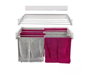 Foxydry Hide, étendoir à Linge Mural, Rabattable, Gain de Place, 101 cm | en acier, rétractable, pliable, gain de place, pour intérieur et extérieur couvert, supporte 25 kg, blanc