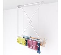 Foxydry Mini 128 cm blanc – Étendoir à linge de plafond manuel, réglable en hauteur et peu encombrant