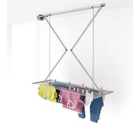 foxydry Mini, étendoir à Linge, Plafond, Pliable, Gain de Place, 152 cm | en aluminium et acier inoxydable, gain de place, intérieur et extérieur, antirouille, levage vertical, supporte 10 kg, gris