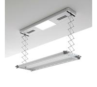 Foxydry Pro 122 cm – Étendoir à linge électrique de plafond avec télécommande, ventilation à air chaud et éclairage LED