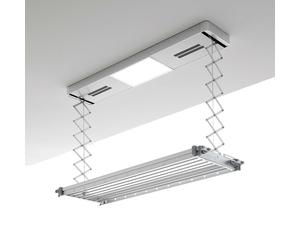 Foxydry Pro 122 cm – Étendoir à linge électrique de plafond avec télécommande, ventilation à air chaud et éclairage LED