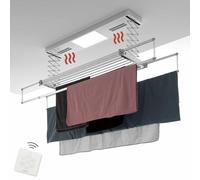 foxydry Pro, Séchoir à linge de plafond chauffant, étendoir à linge télécommandé avec ventilation chaude en aluminium et acier pour draps 122x52x30 cm (120)