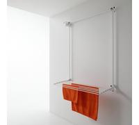 Foxydry Wall 128 cm blanc – Étendoir à linge mural réglable en hauteur, pliable, en aluminium et peu encombrant