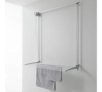 foxydry Wall, étendoir à Linge Mural Coulissant, Rabattable, 152 cm | en aluminium et acier inoxydable, antirouille, étendoir mural vertical, usage intérieur et extérieur, supporte 10 kg, gris