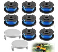 Foydream Bobine Fil Coupe Bordure pour Ryobi, 8 Bobines + 2 Couvercles pour Coupe Bordures Ryobi One+ 18V 24V 40V, Fil AC14RL3A, Fil Nylon 1,65 mm x 3,4 m, Bordure Bobines pour l'entretien du Jardin