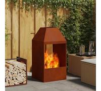Foyer 50 x 50 x 100 cm en acier résistant aux intempéries, cheminée de jardin moderne pour feu de camp, brasero carré pour terrasse et extérieur, robuste et résistant à la chaleur