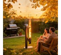 Foyer à bois ACXIN robuste en acier au carbone noir, foyer d'extérieur haut de gamme équipé d'un tube en verre de 100 mm, idéal pour les activités de jardin et les loisirs