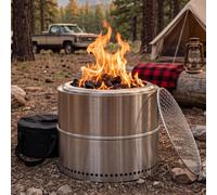 Foyer à bois portable en acier inoxydable, barbecue et cheminée d'extérieur avec cendrier pour le jardin et la terrasse, modèle Fire Pit BBQ