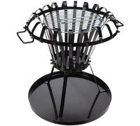 Foyer avec grille chromée et plaque de fond - Rond 136 x Ø 50 cm - Métal revêtu noir