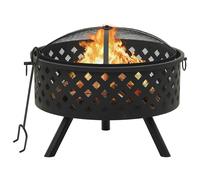 Foyer avec Tisonnier 68 cm XXL Acier Jardin Patio Terrasse Extérieur vidaXL