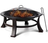 Foyer de jardin 30" - Foyer en acier avec grill BBQ - Terrashaard pour jardin & camping - Avec pare-étincelles, poker & couverture