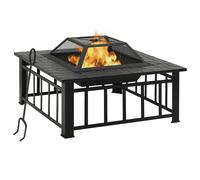 Foyer de Jardin avec Tisonnier 81x81x47 cm XXL Acier Patio Extérieur vidaXL