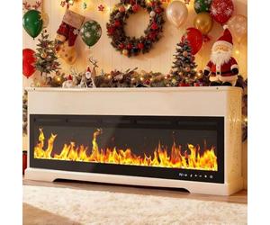 Foyer Décoratif à Brume, Insert Encastré à Flamme 3D Intérieur 1000mm | Réservoir Inox 304 & Panneau Fin, Cheminée à Brume Encastrée Avec Humidification, Double Commande Pour Villa, Hôtel Et Déco.