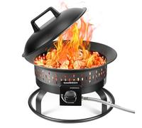 Foyer d'extérieur portable au propane de 43,2 cm avec housse et kit de transport, foyer d'extérieur de 60 000 BTU au propane pour terrasse, camping, camping-car, foyer au gaz sans fumée