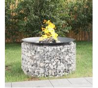 Foyer en gabion - Happiness - Ø 100 cm - Fer galvanisé - Argent - Diamètre du fil 3,5 mm - Remplissage avec pierres