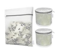 Foyer Nuage Lot de 3 Filets Lavage Fermeture Éclair Réutilisables (2Br 1S) | Protège délicatement lingerie, chaussettes, blouses et sous-vêtements. Filets résistants, maille respirante