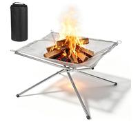 Foyer portable en acier inoxydable, pliable, 41 cm, avec sac de rangement