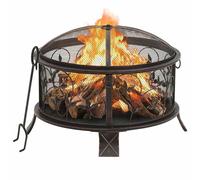 vidaXL Foyer Rustique avec Tisonnier Foyer de Jardin Fournaise de Patio Foyer de Terrasse Chauffage d'Extérieur Chauffage de Terrasse 67,5cm XXL Acier Noir G