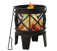 Foyer Rustique avec Tisonnier Acier Bol de Feu Jardin Terrasse Patio vidaXL