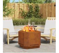 vidaXL Foyer sans fumée Marron 58 x 58 x 51 cm Acier, Foyer Moderne, Chauffe-terrasse Robuste, Coin Convivial pour Jardin et Patio, détente Sociale assurée
